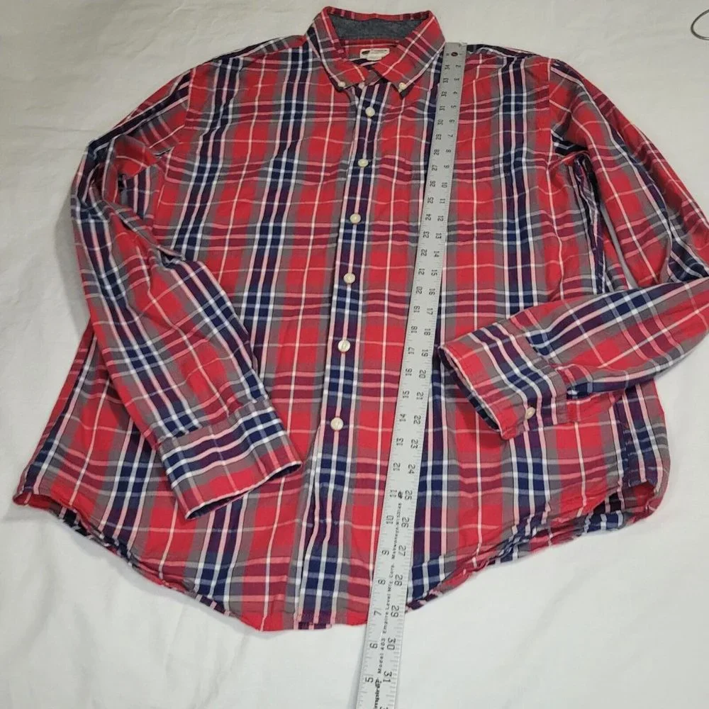 J Crew Shirt Mens Large Long Sleeve Button Up  Casual Collared Plaid Red And Blu